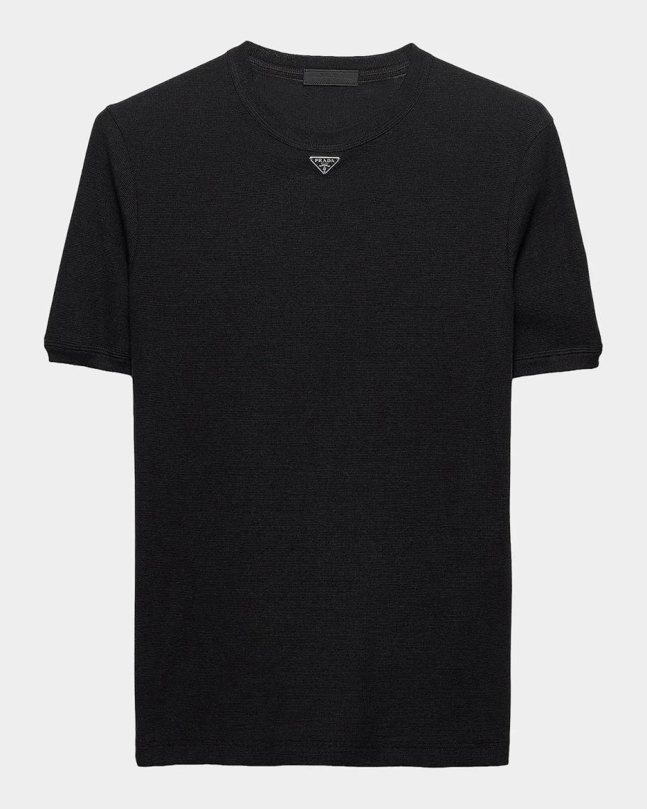 Prada Triangle Logo Cotton T-Shirt | Neiman Marcus