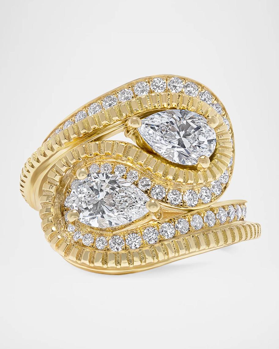 AZLEE 18K Dew Drop Double Pave Ring | Neiman Marcus