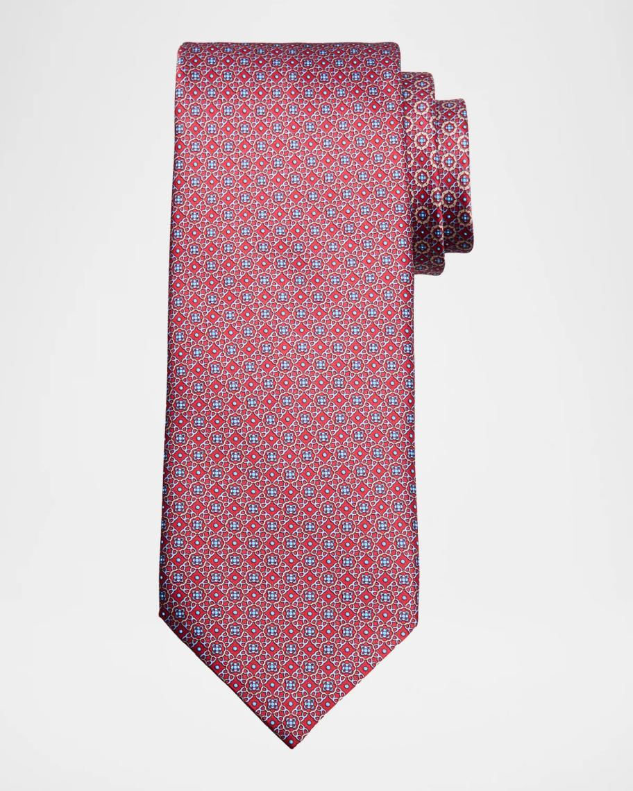 む*ち様 STEFANO RICCI ネクタイ レッド系 チェック柄 Stefano Ricci Men's Geometric Mosaic Silk Tie | Neiman Marcus