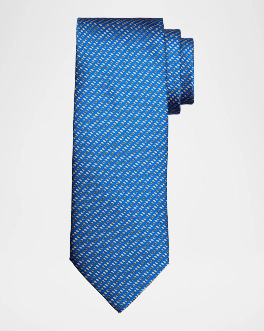 Stefano Ricci Men's Dashed Line-Print Silk Tie | Neiman Marcus