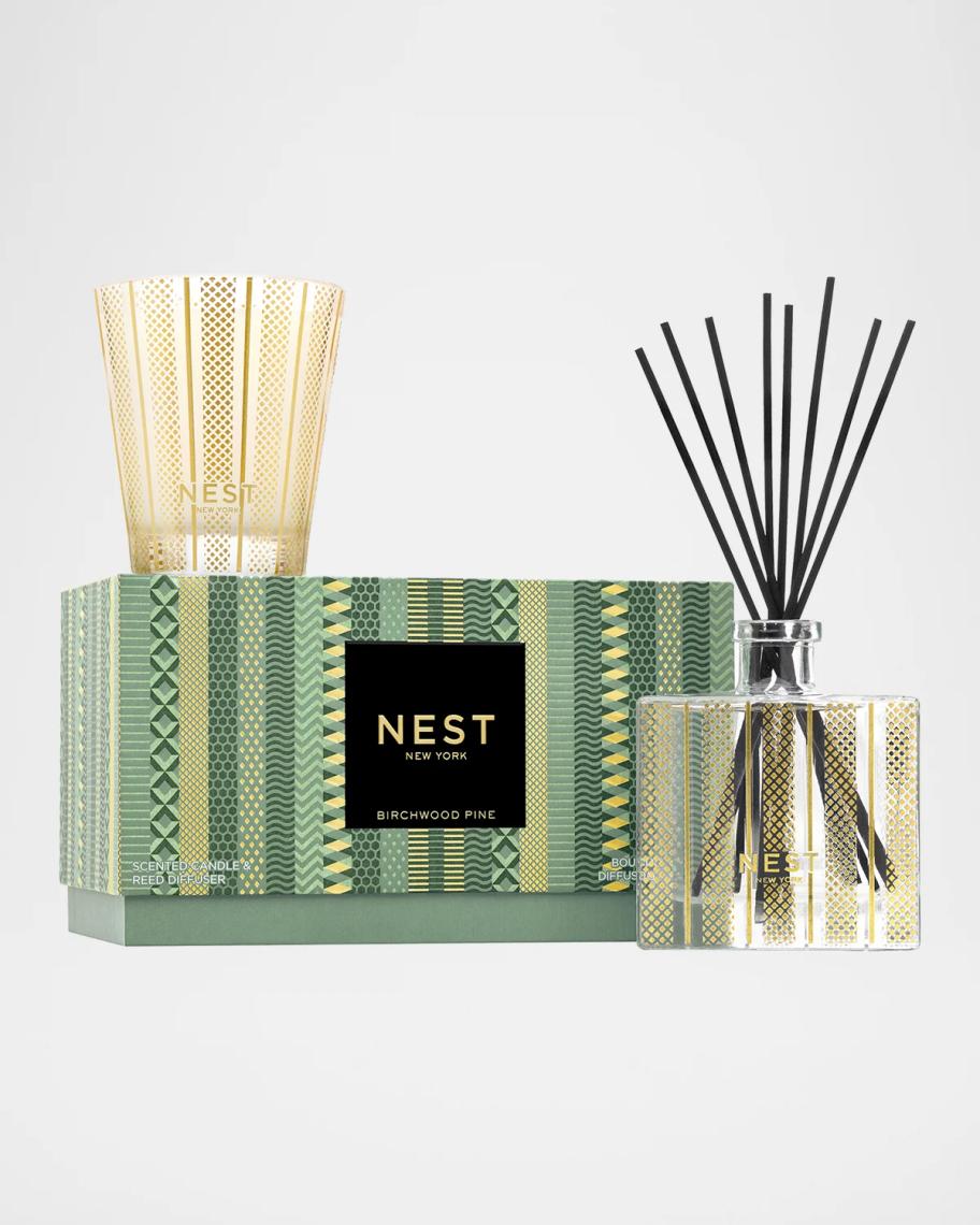 NEST New York Birchwood Pine Scented Candle & Reed Diffuser 2-Piece ...