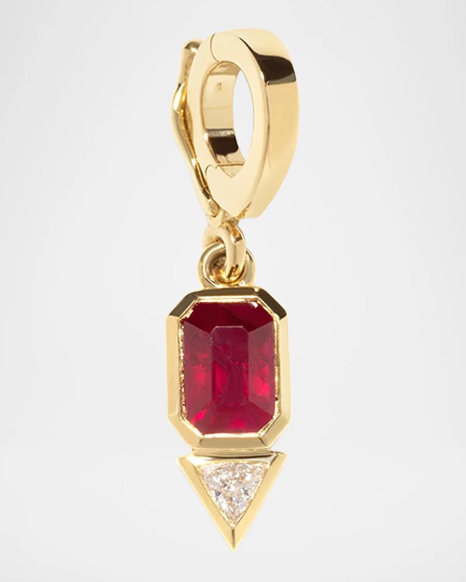 AZLEE 18K Ruby and Trillion Small Diamond Charm, July | Neiman Marcus