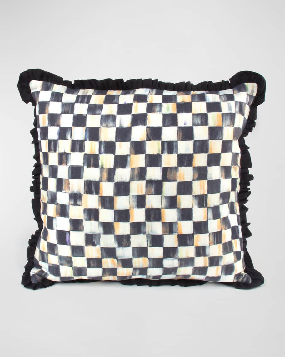 MacKenzieChilds Courtly Check Ruffled Square Pillow Neiman Marcus