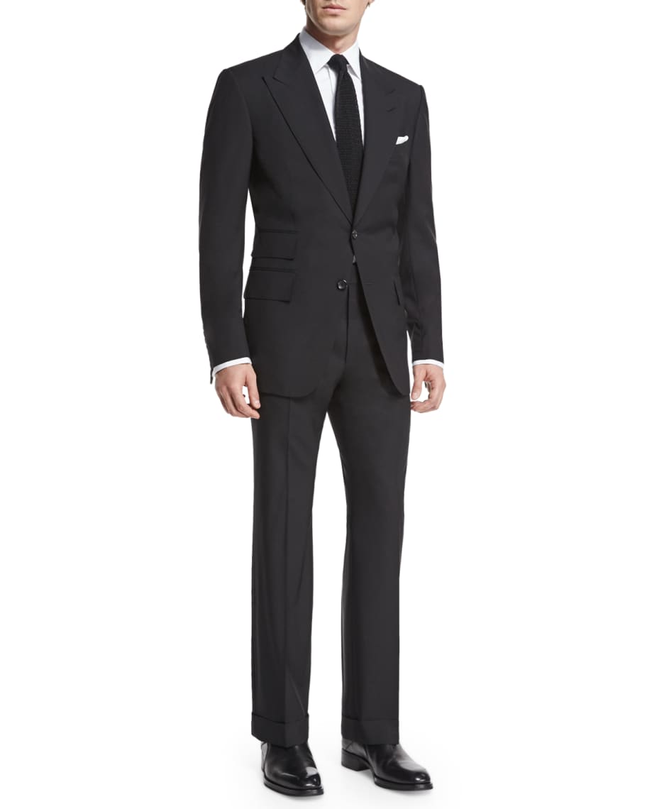 TOM FORD Windsor Base Peak-Lapel Two-Piece Suit, Black | Neiman Marcus