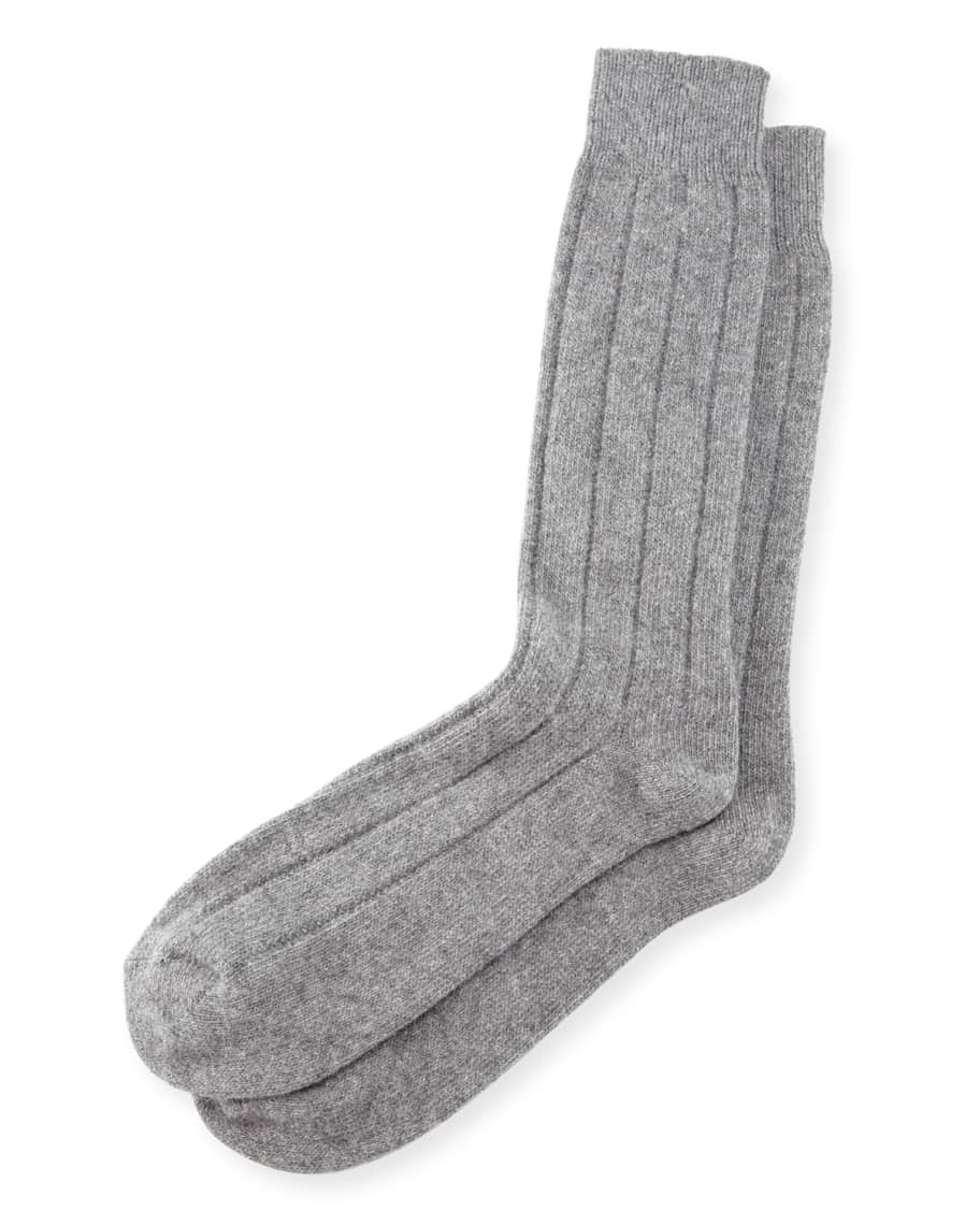 Neiman Marcus Men's Ribbed Cashmere Socks | Neiman Marcus