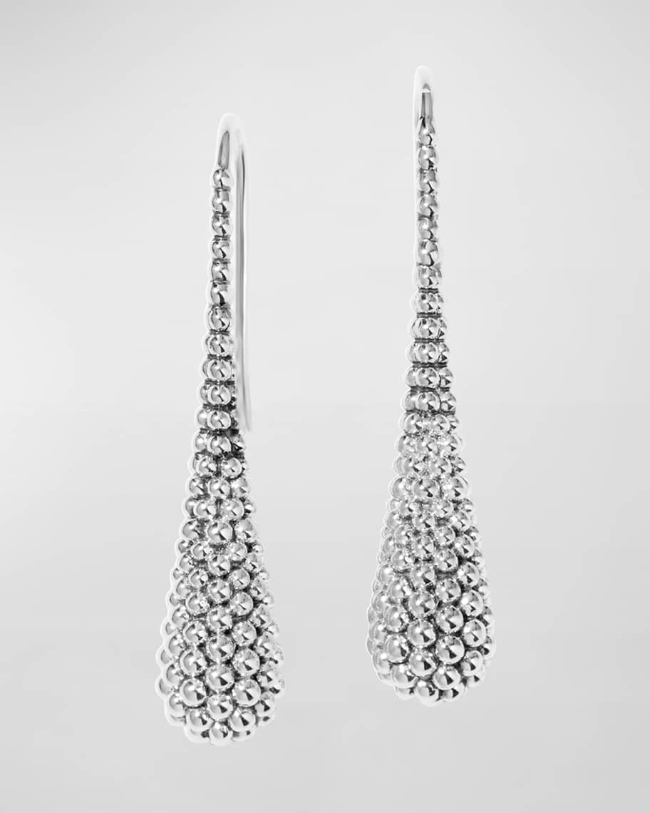 LAGOS Caviar Domed Silver Drop Earrings