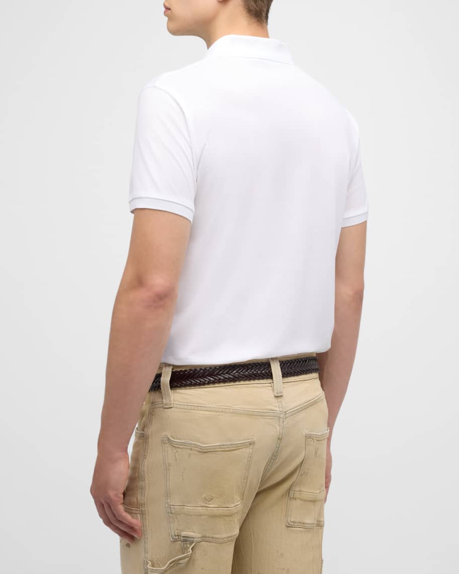 Image 3 of 6: Men's Custom Slim Fit Pique Polo Shirt