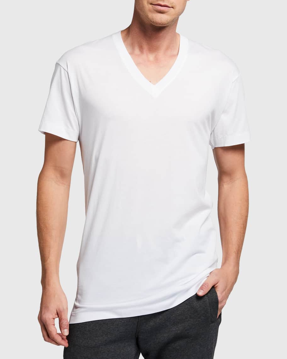 2Xist Pima Cotton V-Neck T-Shirt, White | Neiman Marcus