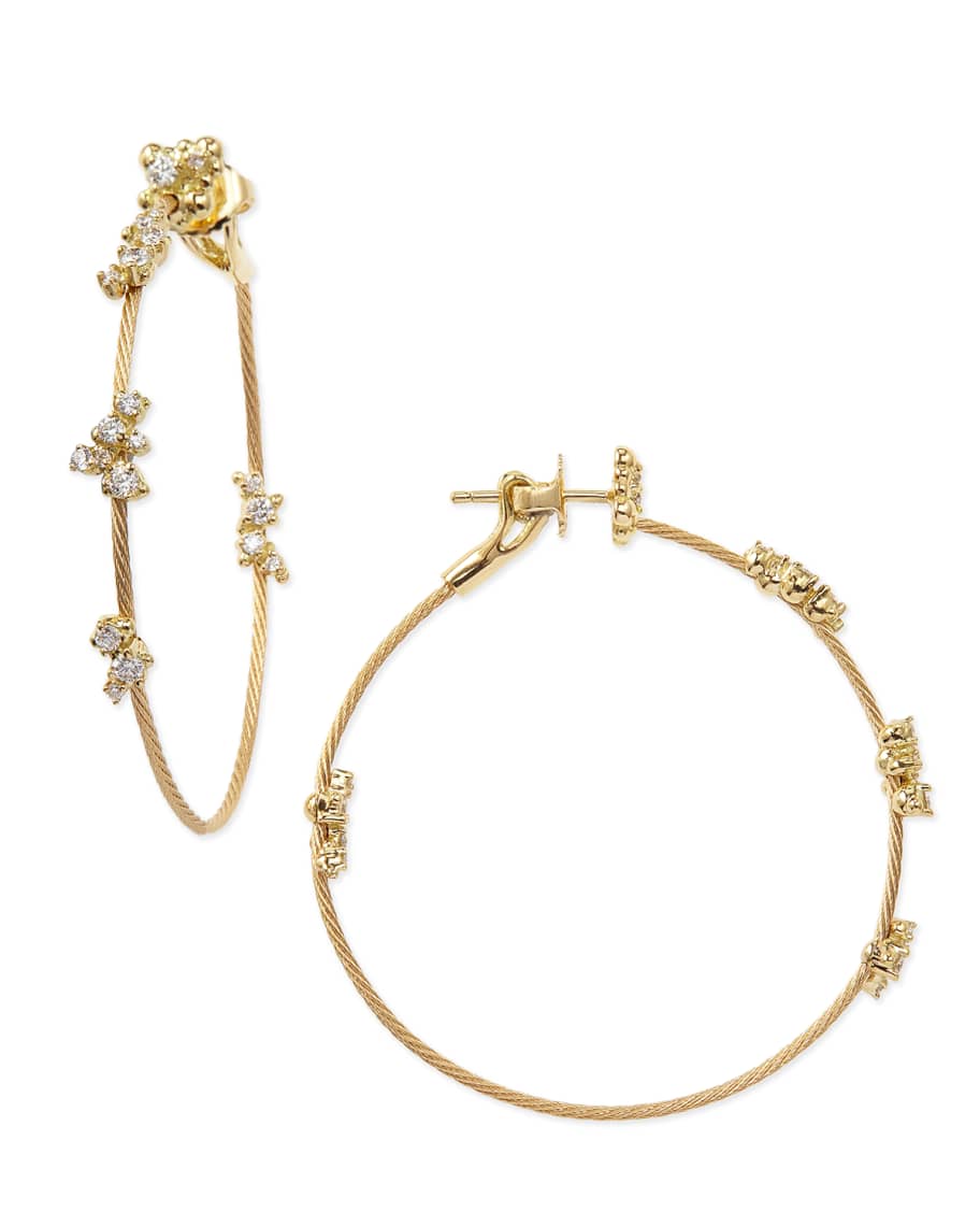 Paul Morelli 18k Yellow Gold Diamond Confetti Single WireHoop Earrings