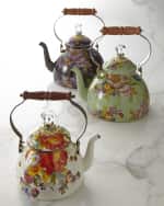 Image 1 of 7: MacKenzie-Childs Flower Market White Two-Quart Tea Kettle