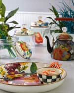 Image 3 of 3: MacKenzie-Childs Flower Market Black Two-Quart Tea Kettle