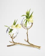 Image 3 of 3: Global Views Twig Brass Two-Vase Holder