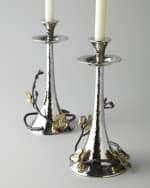Image 1 of 2: Michael Aram Two Gold Orchid Taper Candleholders