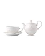 Image 2 of 5: Juliska Berry & Thread Tea for One with Saucer - Whitewash