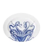 Image 2 of 3: Caskata Blue Lucy Rimmed Oval Platter, 16"