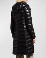 Image 4 of 6: Moncler Moka Shiny Fitted Puffer Coat with Hood