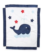 Image 2 of 2: Boogie Baby Plush Whale Blanket, White/Navy