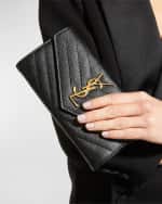 Image 2 of 6: Saint Laurent YSL Monogram Large Flap Wallet in Grained Leather