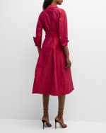 Image 4 of 6: Rickie Freeman for Teri Jon 3/4-Sleeve Belted Midi Shirtdress