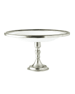 Image 1 of 2: Neiman Marcus Large Ceramic & Pewter Pedestal Server