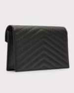 Image 4 of 6: Saint Laurent YSL Monogram Small Wallet on Chain in Grained Leather