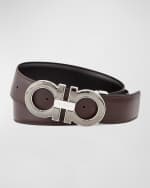 Image 2 of 2: Ferragamo Men's Reversible Leather Gancini-Buckle Belt