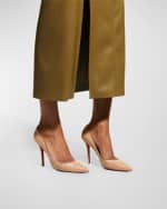 Image 2 of 6: Christian Louboutin Apostrophy Leather Pointed Red-Sole Pumps