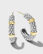 Image 1 of 5: LAGOS Silver & 18k Gold Caviar Hoop Earrings, 19mm