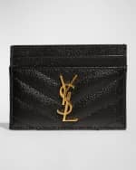 Image 1 of 6: Saint Laurent YSL Monogram Card Case in Grained Leather