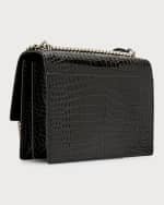 Image 4 of 5: Saint Laurent Sunset Medium YSL Crossbody Bag in Croc-Embossed Leather