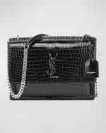 Image 1 of 5: Saint Laurent Sunset Medium YSL Crossbody Bag in Croc-Embossed Leather
