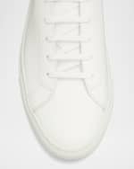 Image 4 of 6: Common Projects Men's Achilles Leather Low-Top Sneakers, White