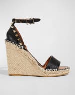Image 1 of 5: Valentino Garavani Rockstud Double Espadrille Wedge Sandals