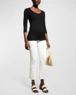 Image 2 of 6: Majestic Filatures Soft Touch 3/4-Sleeve Scoop-Neck Tee