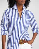 Image 5 of 5: Ralph Lauren Collection Capri Striped Cotton Blouse, White