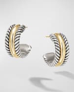 Image 1 of 3: David Yurman Cable Collectibles Huggie Earrings in Silver with 14K Gold, 15.6mm, 0.3"L