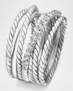 Image 4 of 4: David Yurman Crossover Ring with Pavé Diamonds and Silver, 12mm