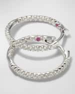 Image 4 of 4: Roberto Coin XS Pave Diamond Hoop Earrings