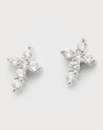 Image 4 of 5: Roberto Coin Mini Diamond Cross Stud Earrings