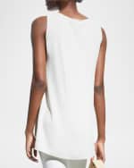 Image 4 of 5: Eileen Fisher Petite Bateau-Neck Silk Georgette Crepe Shell