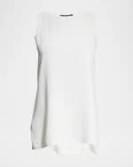 Image 1 of 5: Eileen Fisher Petite Bateau-Neck Silk Georgette Crepe Shell