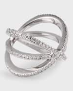 Image 4 of 5: Roberto Coin 18K White Gold Diamond Double-Crisscross Ring, Size 5-8