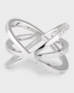 Image 3 of 5: Roberto Coin 18K White Gold Diamond Double-Crisscross Ring, Size 5-8