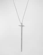 Image 1 of 5: Roberto Coin 16-18" White Gold Elongated Cross Pendant Necklace