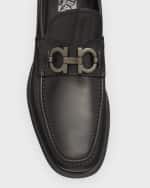 Image 4 of 6: Ferragamo Men's David Leather Lug-Sole Loafers
