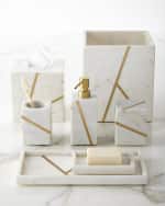 Image 2 of 2: Kassatex Marble Brass Wastebasket