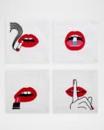 Image 1 of 3: Jonathan Adler Lips Linen Napkin Set