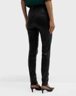 Image 4 of 6: Lafayette 148 New York Mercer Mid-Rise Leather Skinny Jeans