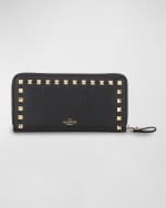 Image 1 of 4: Valentino Garavani Rockstud Leather Continental Wallet
