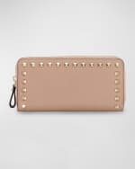 Image 1 of 4: Valentino Garavani Rockstud Leather Continental Wallet